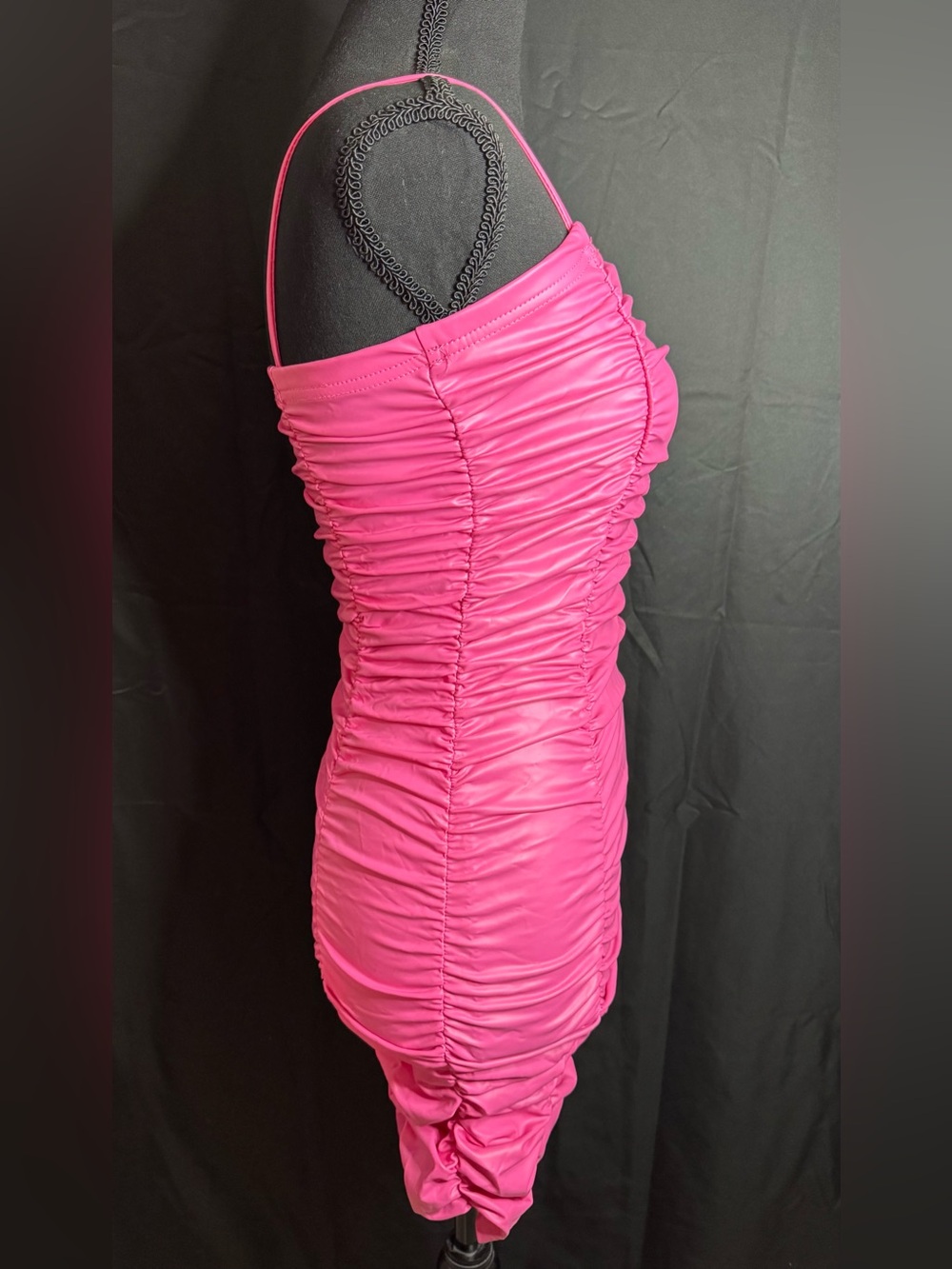 Fashion Nova Pink Dangerous Girl Faux Leather Mini Dress Small - Picture 3 of 4